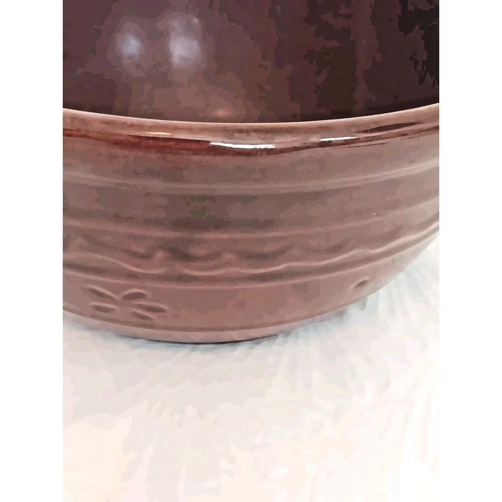 Vintage Marcrest 8 Inch Ribbed Oven Proof Stoneware Mixing Serving Bowl